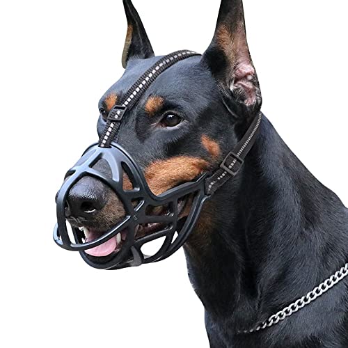 Hundemaulkorb - Schwarzer, Atmungsaktiver Korbmaulkorb for kleine, Mittelgroße Hunde Ermöglicht keuchendes Trinken, Hundemundschutz verhindert Beißen/Bellen/Kauen (Color : Black Reflective, Size : S von BERULL