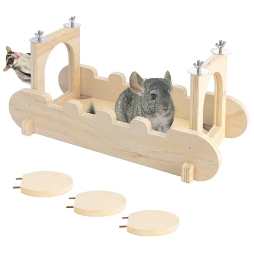 BESNEW Chinchilla-Hängebrücke aus Holz, Kleintiere, Holzbrücke und Plattform, Chinchilla-Lebensraum, Spielzeug für Eichhörnchen, Hamster, Frettchen, Meerschweinchen, stabil, leicht zu reinigen von BESNEW