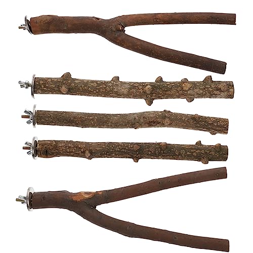 BESPORTBLE 5pcs Papagei Vogel Sitzstangen Set Natürliche Holz Schleifen Sticks für Nymphensittiche Spielzeug von BESPORTBLE