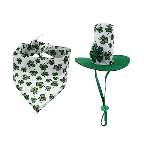 BESPORTBLE 1 Satz Haustiermütze Schal Lätzchen Katzenhöhle Katzen-Halstuch Kleiner Haustierhut pet Supplies Katzen Halstuch Haustierzubehör dekorativer Katzenhut Baumwolle Polyester Green von BESPORTBLE