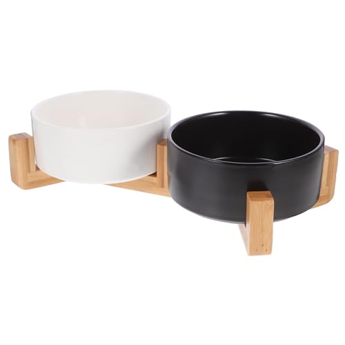 BESPORTBLE 1 Satz Haustiernapf pet Feeder pet Bowl Hunde kotbeutel cat Bowl Dog Bowls Welpenfütterungsnapf aus Keramik Leichter Hundenapf Futterautomat für Haustiere Haustiergerichte Holz von BESPORTBLE