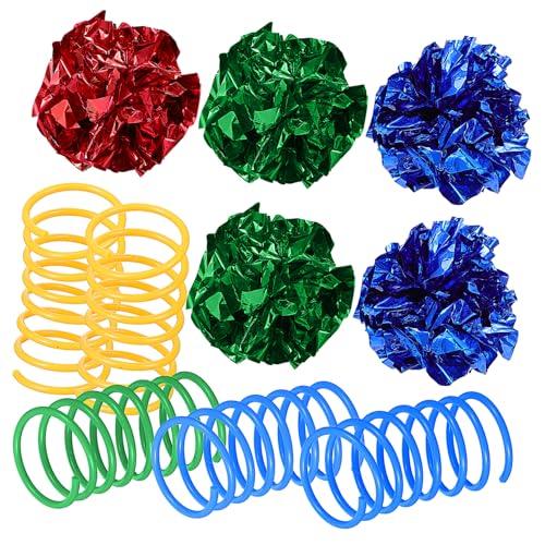 BESPORTBLE 10er-Set Katzenspielzeug-Set Interaktives Hüpfspielzeug mit Spiralfeder Knisterbälle für Hauskatzen von BESPORTBLE