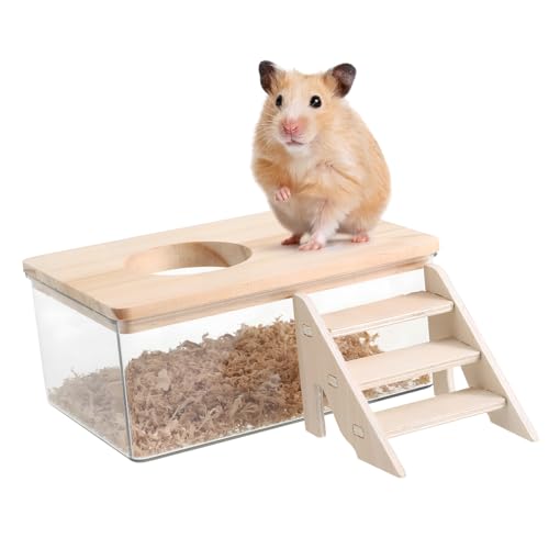 BESPORTBLE 1 Set Hamster Staubbad Box Staubbad Behälter Hamster Badewanne Mit Leiter Transparent Pet Katzentoilette Für Kleine Tiere von BESPORTBLE