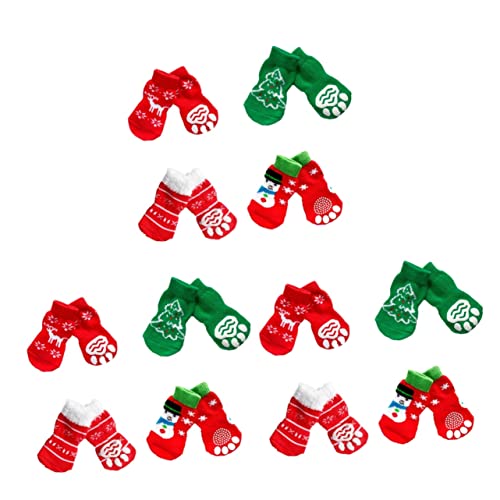 BESPORTBLE 12 Paare Weihnachtssocken für Haustiere weihnachtliche warme Socken thermische Socken Thermal Socks Christmas socken Hundesocken Baumwollsocken für Haustiere von BESPORTBLE