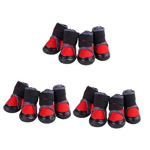 BESPORTBLE 12 STK Hundeschuhe Laufschuhe Für Hunde Schneestiefel Für Hunde Haustier Warm Outdoor-Schuhe Für Hunde Hundepfotenschutz Hundestiefel Welpe Katze Winterstiefel Rot von BESPORTBLE