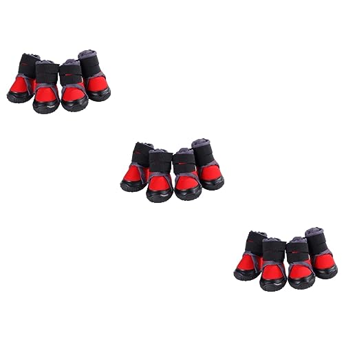 BESPORTBLE 12 STK Hundeschuhe Sportliche Outdoor-Schuhe Haustier Warme Schuhe Outdoor-Outdoor-Schuhe Outdoor-Schuhe Für Haustiere rutschfeste Outdoorschuhe Hund Warme Schuhe Rot von BESPORTBLE