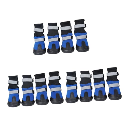 BESPORTBLE 12 STK Schneestiefel Für Haustiere rutschfeste Schuhe Für Haustiere Hund Katze Stiefel Schuhe Socken Outdoor-hundeschuhe Anti-rutsch-Schuhe Für Haustiere Hund Schnee Blue Vlies von BESPORTBLE