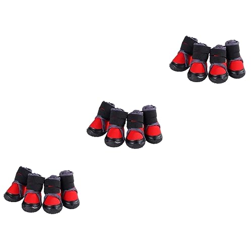 BESPORTBLE 12 STK Hundeschuhe Haustierbedarf Haustierschuhe Mittlere Und Große Hunde rutschfeste Outdoorschuhe Haustier Warme Schuhe Outdoor-Schuhe Heimtierbedarf Warme Schuhe Rot von BESPORTBLE