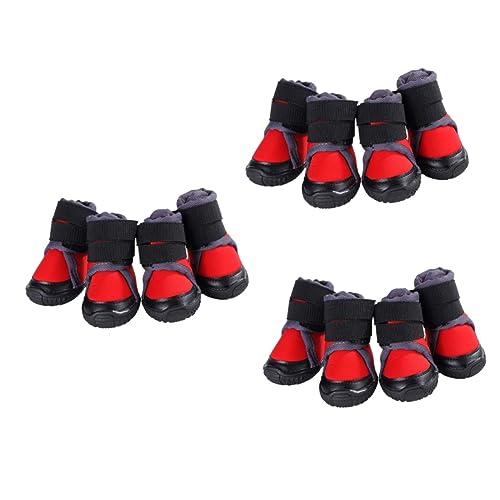 BESPORTBLE 12 STK Hundeschuhe Outdoor-Schuhe Heimtierbedarf warme Schuhe Haustier warme Schuhe Winterschuhe für Hunde Dog Shoes Haustierzubehör Haustierschuhe Hund warme Schuhe rot von BESPORTBLE