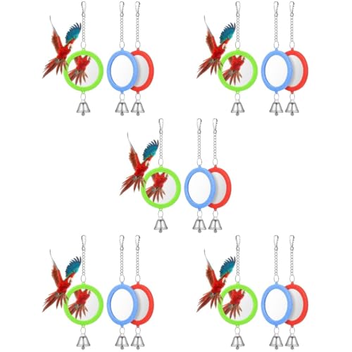 BESPORTBLE Spielzeug Für Haustiere 15 STK Doppelseitiger Spielzeugspiegel Vogelkäfig Vogelspielzeug Nymphen Spielzeug runde Spiegel Vogel Fütterer Spielzeuge Vogelspiegel für Nymphene von BESPORTBLE