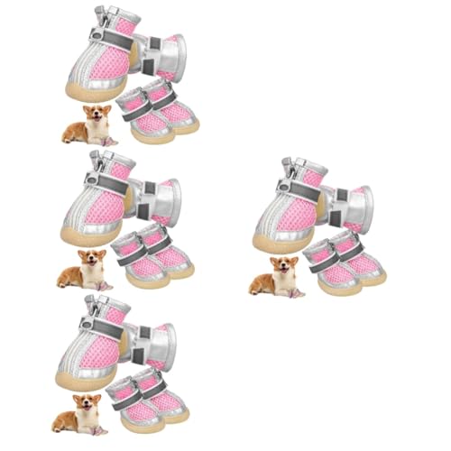 BESPORTBLE 16 STK kleine Hundesandalen hundepfoten hundeschuhe Hunde Schuhe mit Gummisohlen Welpen Wanderschuhe Trainingsschuhe für Hunde Hundezubehör Pfotenschützer Oxford-Boden Rosa von BESPORTBLE