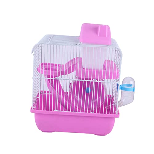 BESPORTBLE 1Stk Chinchillakäfig hamsterhaus Hamster käfig Hamsterkäfig mit Schiebetür Hasenstall Draht Hamsterkäfige und Lebensräume Haustierkäfig Villenkäfig für kleine Haustiere Rosa von BESPORTBLE