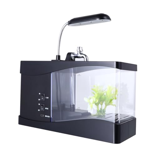 BESPORTBLE 1Stk Desktop-Aquarium-Stifthalter-Uhr Fisch Vakuum LED für Schwimmbad Schüssel Acrylverzierung Stiftbehälter USB-Wecker Wecker zu Hause Desktop-Schmuck Abs Black von BESPORTBLE