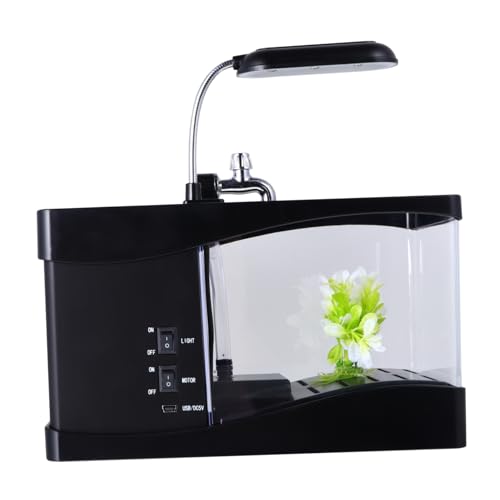 BESPORTBLE 1Stk Desktop-Aquarium-Stifthalter-Uhr Vakuum Schüssel LED USB Stifthalter mit Fischbecken Tischuhr mit Fischbecken USB-Wecker Wohndekoration Elektronisches Bauteil Black von BESPORTBLE