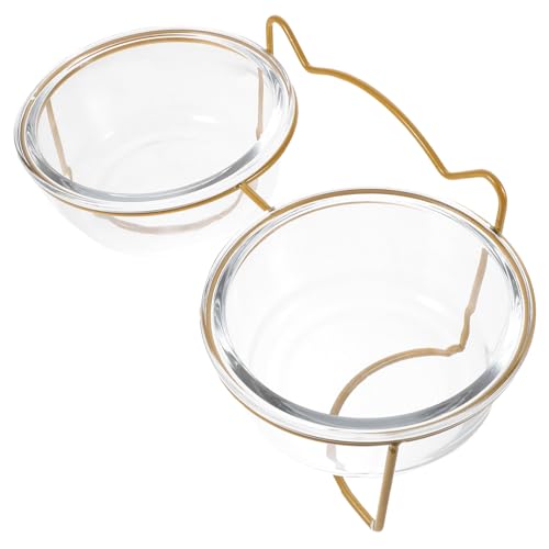 BESPORTBLE 1Stk Katzennapf aus Glas tilty Bowl pet Supplies Haustierfutter essensbehälter katzenfutter leckerli Nackenschutznapf für Haustiere Erhöhter Futternapf Erhöhter Katzennapf Eisen von BESPORTBLE