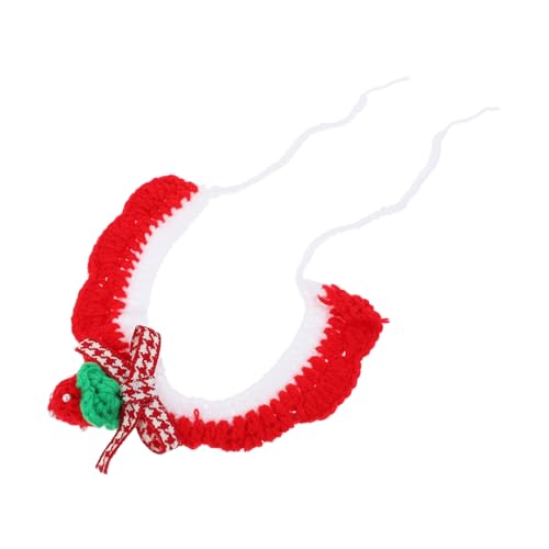 BESPORTBLE 1Stk gestricktes Katzenhalsband Katzen-Weihnachtsoutfit Katzenhalsband aus Gurtband Haustierzubehör Haustierhalsband Weihnachtsschal für Haustiere Hund gestrickter Kragen Garn rot von BESPORTBLE