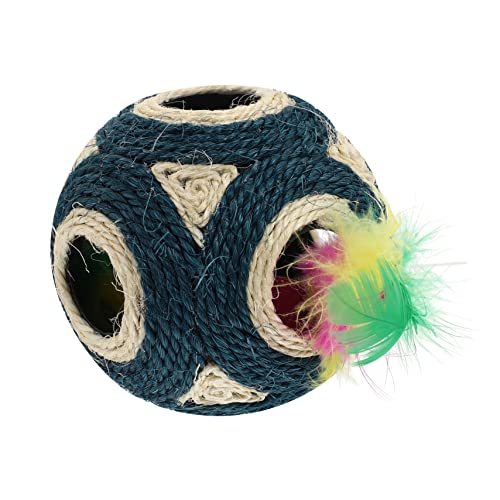 BESPORTBLE 1stk Ball Aus Hanfseil Mit Sechs Löchern Katzenbälle Katzenfutter Für Katzenkäfige Wackeln Katzen Katzenrätsel Katzen-frühlingsspielzeug Bausatz Pom Blue Plüsch von BESPORTBLE