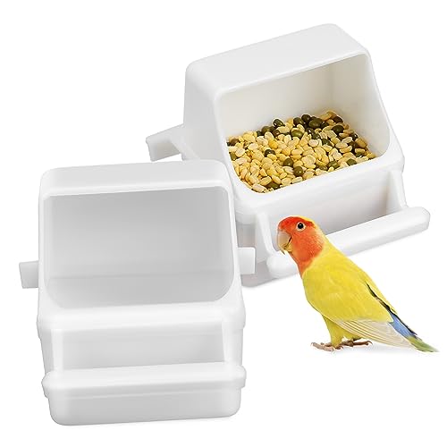 BESPORTBLE 2 STK Essensbox Vogelkäfig Hirse Halter Meise Lebensmittelbehälter Papagei Netz spritzwassergeschütztes Vogelhäuschen Birdcage Accessoire Vogelfutterbehälter Vogelfütterer Plastik von BESPORTBLE