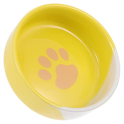 BESPORTBLE 2 STK Trinkschale Kleiner Wasserspender Für Hunde Katzennapf Kätzchen Futternapf Haustierfutterversorgung Futterspender Für Katzen Futternapf Für Kaninchen Yellow Keramik von BESPORTBLE