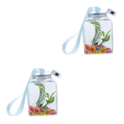 BESPORTBLE 2 Sätze Bruchsicheres Goldfischbecken Kämpfendes Aquarium Betta-Fisch-Aquarium Aquarium Licht -Aquarium Dekoratives Aquarium Büro-Aquarium Tischfischbecken Fischglas Abs von BESPORTBLE