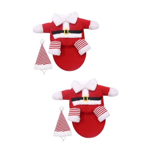 BESPORTBLE 2 Sätze Haustier Hund Weihnachten Biped Kleidung Set Hundeumhang Haustierbekleidung Hundekleidung Hund Weihnachtskostüm Hundemantel Weihnachtsumhang von BESPORTBLE