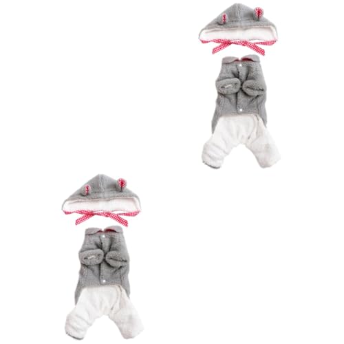 BESPORTBLE 2 Sätze Hund Einteiliger Hut Winterkleidung Für Haustiere Hunde-Hoodie Süßer Hund Kleine Hundekleidung Warmer Wintermantel Für Haustiere Kleiner Welpe Welpenmantel Polarfleece Grey von BESPORTBLE