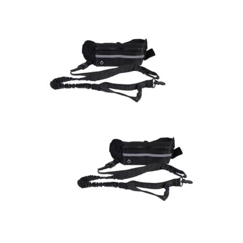 BESPORTBLE 2 Sätze Hund Gürteltasche Leine Hundefahrrad Trainingsleine Für Hunde Haustierleine Cross-Body-hundeleine Laufende Leine Leckerbissen Für Haustiere Robuste Leine Nylon Black von BESPORTBLE