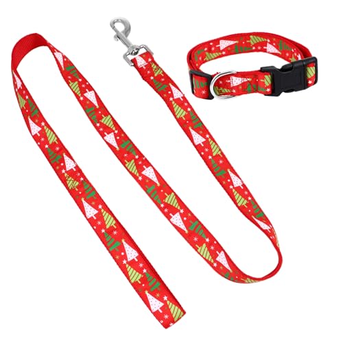 BESPORTBLE 2 Sätze Kragen Kordelzug Hund Halsband Riemen weihnachtliche Hundeleine weihnachtsbaumkragen Christmas Tree Collar Weihnachten Haustierhalsband Haustier Halskette Seil Nylon rot von BESPORTBLE