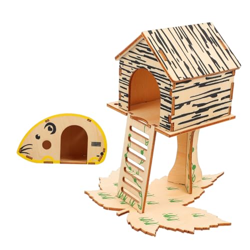 BESPORTBLE 2 Stück Hamsterhaus Hamsterspielzeug Haustierspielspielzeug Hamster Klettergerüst Hamsterversteck Aus Holz Hamsterkäfig Hamsterspielplattform Hamstervilla Kleintiere von BESPORTBLE