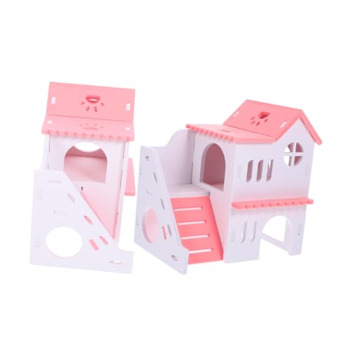 BESPORTBLE 2St Hamster Doppel Villa hamsterhaus Hamster Spielplatz Hamster Wohnung Kleintier Schlafplatz Kleintierhöhle Hamster verstecken Rattenvorräte verschleißfestes Hamsterversteck PVC von BESPORTBLE