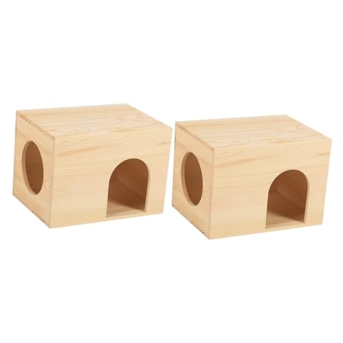 BESPORTBLE 2St Hamsterhütte hamsterhaus nagerhaus Hamster Schlafhaus Hamsterhöhle kleines Haustierhaus Hamsterkäfig-Dekor Spielzeug Meerschweinchen-Rasthaus Versteck aus Hamsterholz hölzern von BESPORTBLE