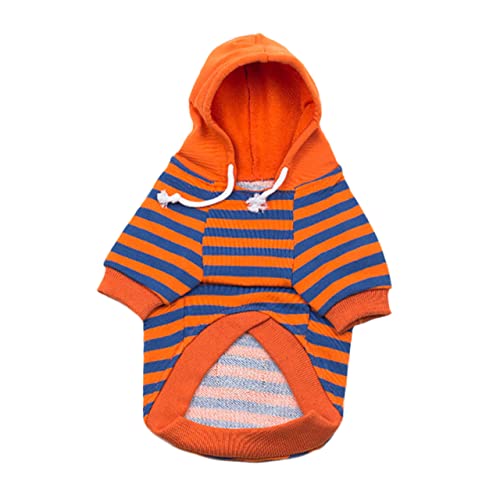 BESPORTBLE 2St Haustier gestreiftes Sweatshirt Cute kuschelige Dog Sweater lieblich Decken-Hoodie Hundeshirt Atmungsaktive Bekleidung für Haustiere Overall für Haustiere Baumwolle Orange von BESPORTBLE