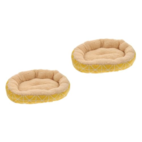 BESPORTBLE 2St Haustierbett aus Lammvlies Beruhigendes Donut-Hundebett Haustierbetten für kleine Hunde Welpenbett katzenbett pet Bed Hundebett für den Haushalt hundebett Matte Tuch Yellow von BESPORTBLE