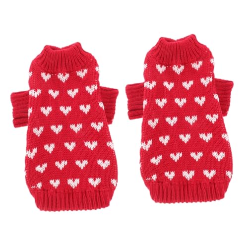 BESPORTBLE 2St Hundepullover Hunde Strickpullover hundepulli warm Hunde Winterpullover Hunde Winteroutfit Dog Clothes Welpen Weste Dekor Entzückender Winterpullover für Haustiere Acryl rot von BESPORTBLE