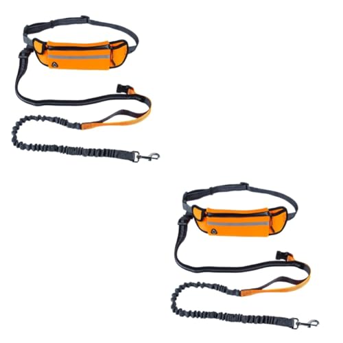 BESPORTBLE 2St Hundetraining führen freihändige hundeleine Hands hundeleine Hundejoggen Hunde joggingleine Laufleine Trainingsleine Handfreie Hundeleine Taillentasche Leine Orange von BESPORTBLE