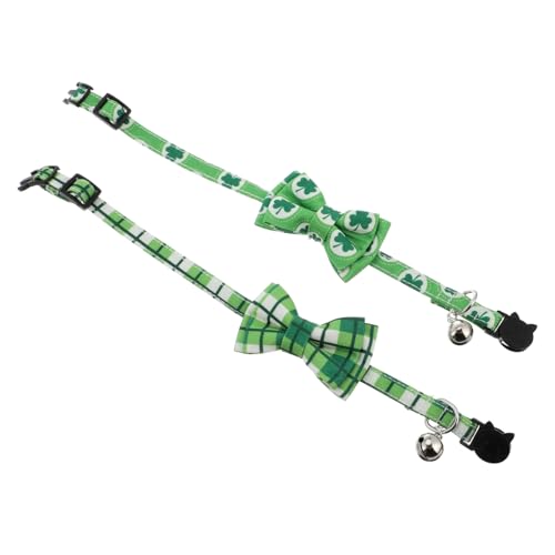 BESPORTBLE 2St Katzenhalsband Hundehalsbänder für Welpen Hundehalsband mit Fliege st Patricks Day Bekleidung st.Patricks Day Accessories Haustierhalsband mit Schleifenglocke hundezubehör Tuch von BESPORTBLE