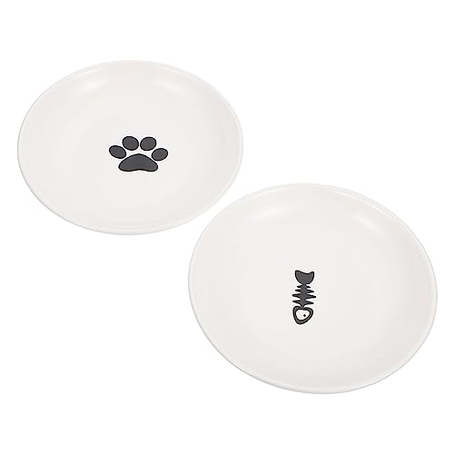 BESPORTBLE 2pcs Katzenfutter Schüssel Kätzchen Lebensmittel Platte Runde Form Keramik Haustier Schüssel von BESPORTBLE