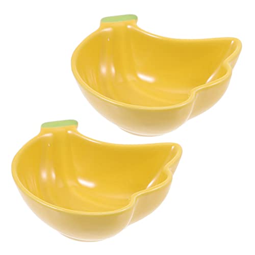 BESPORTBLE 2St Keramikschale meerschweinchen Futter Futternapf für Katzen Kätzchennäpfe Katzenfutterteller tierfutterbehälter pet Water Bowl Rattenschüssel Hamsterwasser Hamsterfutter Yellow von BESPORTBLE