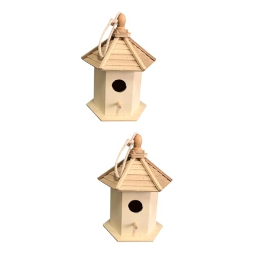 BESPORTBLE 2St Vogelkäfig für Haustiere nautischer Vogel hängendes Kolibri- Türdekoration sittich schaukelbett Vogel hängende Hütte Vogelkäfig aus Holz Vogelhaus aus Holz Bambus von BESPORTBLE