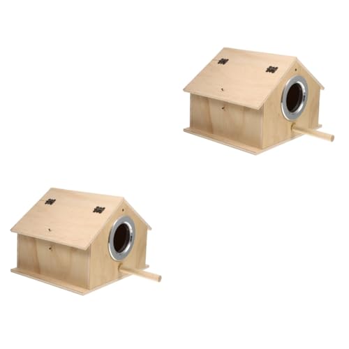 BESPORTBLE 2St Vogelnest vogelhaus Vogelkäfig handgefertigte Vogelhäuschen Vogelzubehör außen Spielzeuge Spielset Holz Sittichnest Holz Sittichkäfig Holz Handbuch Vögel Terrarium von BESPORTBLE