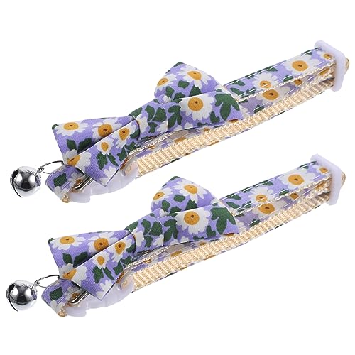 BESPORTBLE 2St katzenzubehöhr Katzen zubehör für Katzenbesitzer Badekäfig für Katzen kleines hundezubehör Bogen verstellbares Hundehalsband Glockenkragen mit Fliege Polyester-Nylon von BESPORTBLE