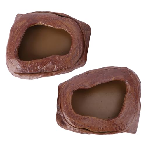 BESPORTBLE 2St kletternder Tierfutternapf Reptilien-Wassernapf Schüssel Essen Schildkrötenfutter Zuchtkäfig pet Feeder die Libelle schleichtiere Heimtierbedarf Gecko-Futternapf Harz Brown von BESPORTBLE