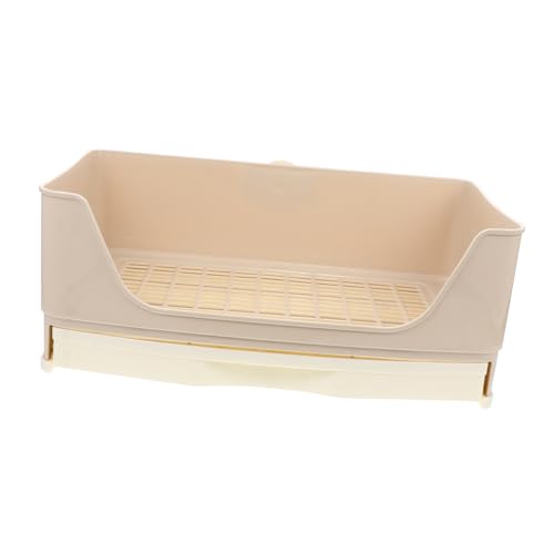 BESPORTBLE 2er-Box Kaninchentoilette Halter Eckstreuwanne Kaninchen Toilettenauflage Haustier-Trainings-ecktablett Tierstreu Für Kaninchen Haustier-PIPI-Toilette Stall Wurf Heu Plastik Beige von BESPORTBLE