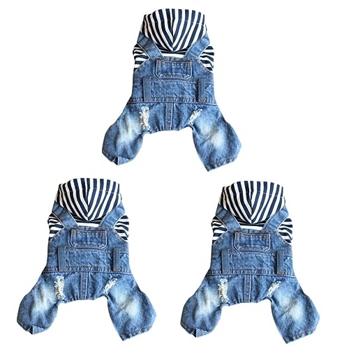 BESPORTBLE 3 STK Hosenträger Haustierkleidung Hundemäntel Welpenschlinge Welpen-Jeans Schlafanzug mit Hundefuß Einteilige Hose Glücksspiel Overall Hundeklamotten Welpenkleidung Denim-Kleidung von BESPORTBLE