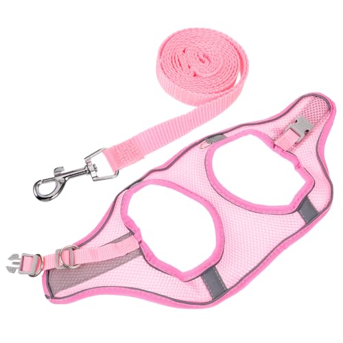 BESPORTBLE 3 Sätze Haustier Geschirr Schönes Hundegeschirr Verstellbares Hundegeschirr Geschirr Für Welpenleine Haustiersicherheit Hundespaziergang Sommer Hundeleine Warnweste Polyester Rosa von BESPORTBLE