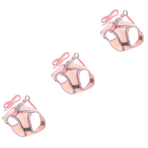 BESPORTBLE 3 Sätze Hundegeschirr-Set Hundewestengeschirr Hundehalsband Leine Welpengeschirr haustierbedarf hundezubehör verstellbares Haustiergeschirr Geschirr für kleine Hunde Polyester Rosa von BESPORTBLE