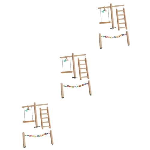 BESPORTBLE 3 Sätze Kauspielzeug Vogelspielzeug Papageienglocken Spielzeug Vögel Spielzeug holzspielzeug Wooden Toys Spielzeuge Vögel reißen Spielzeug Papageienspielzeug beissen Leiter Bambus von BESPORTBLE