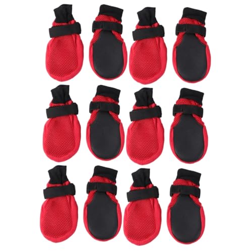 BESPORTBLE 3 Sätze Stiefel für Hunde hundeschuhe Paws pfotenschutz Pfotenschuhe pfostenschuhe Dog Shoes Hundestiefel für den Winter Pfotenschutz für Hundestiefel Schuhe für Hunde rot von BESPORTBLE