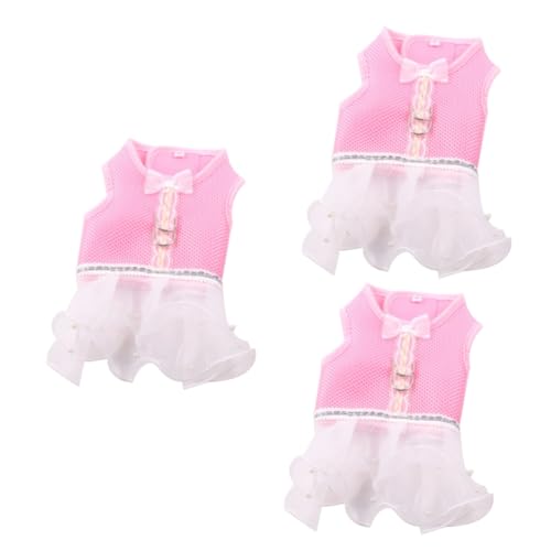 BESPORTBLE 3 STK Hund Warmes Tuch Heimtierbedarf Spitzenkleid Für Hunde Hauskatze Kleid Tutu-Kleid Für Hunde Kleine Hundekleider Welpe Kleider Für Katzen Und Hunde Kleines Hundekleid Rosa von BESPORTBLE