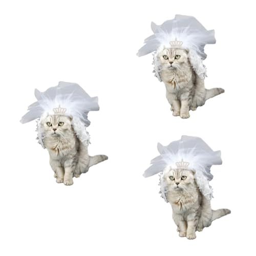 BESPORTBLE Katzen Brautkleid Chiwawa Prinzessin 3 Stück Katzen Spitzenkleid Katzen Hochzeitszubehör Katzen Brautjungfernkleid Haustierbedarf Katzen Hochzeitskleid von BESPORTBLE